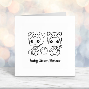 Twins Cat Beer Geslacht Neutraal Baby shower Zelfinktende Stempel