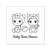 Twins Cat Beer Geslacht Neutraal Baby shower Zelfinktende Stempel (Design)