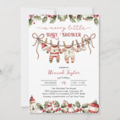 Twins Christmas Merry Little Baby shower Kaart (Voorkant)