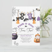 Twins Clothesline Little Boo Baby shower Kaart (Staand voorkant)