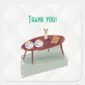 Twins Coffee thema Baby shower - Dank u Vierkante Sticker (Voorkant)