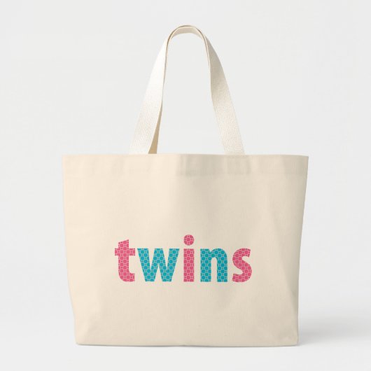 TWINS COLLECTIE - gemengd {aqua + roze} Grote Tote Bag (Voorkant)