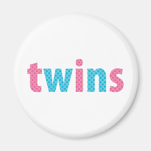TWINS COLLECTIE - gemengd {aqua + roze} Magneet (Voorkant)