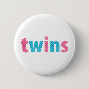 TWINS COLLECTIE - gemengd {aqua + roze} Ronde Button 5,7 Cm