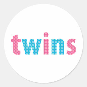 TWINS COLLECTIE - gemengd {aqua + roze} Ronde Sticker