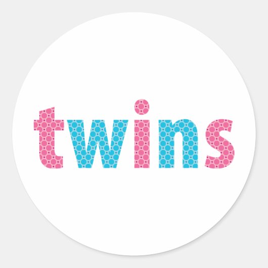 TWINS COLLECTIE - gemengd {aqua + roze} Ronde Sticker (Voorkant)