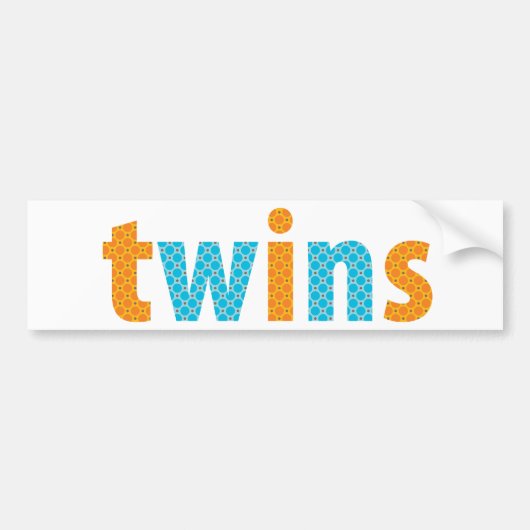 TWINS COLLECTIE - jongens {sinaasappel + aqua} Bumpersticker (Voorkant)