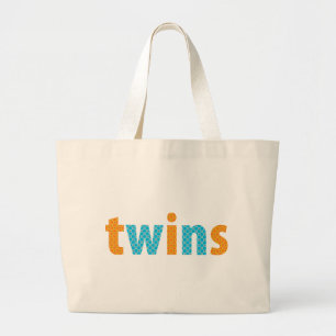 TWINS COLLECTIE - jongens {sinaasappel + aqua} Grote Tote Bag