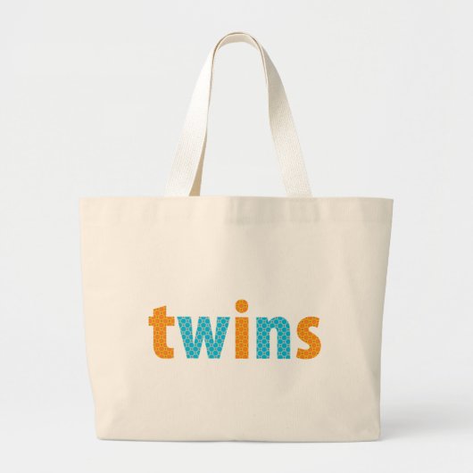 TWINS COLLECTIE - jongens {sinaasappel + aqua} Grote Tote Bag (Voorkant)