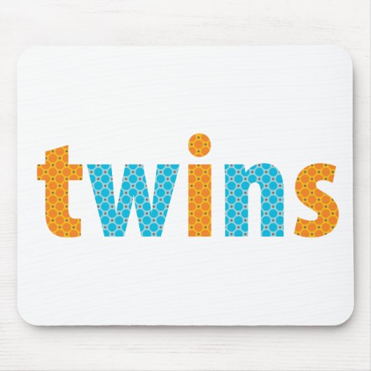 TWINS COLLECTIE - jongens {sinaasappel + aqua} Muismat (Voorkant)