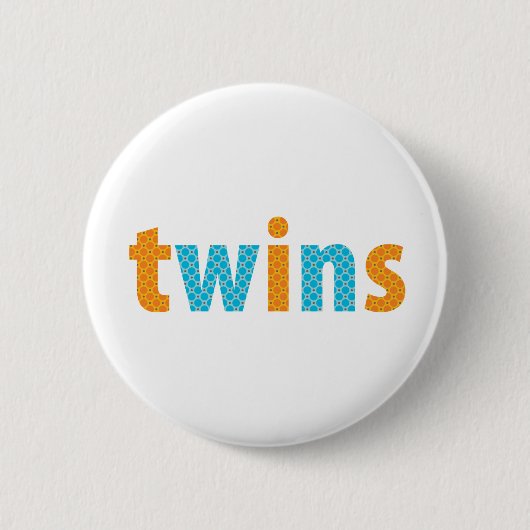 TWINS COLLECTIE - jongens {sinaasappel + aqua} Ronde Button 5,7 Cm (Voorkant)