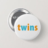 TWINS COLLECTIE - jongens {sinaasappel + aqua} Ronde Button 5,7 Cm (Voorkant /achterkant)