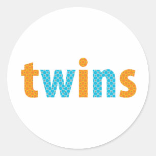 TWINS COLLECTIE - jongens {sinaasappel + aqua} Ronde Sticker