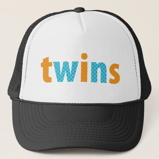 TWINS COLLECTIE - jongens {sinaasappel + aqua} Trucker Pet (Voorkant)