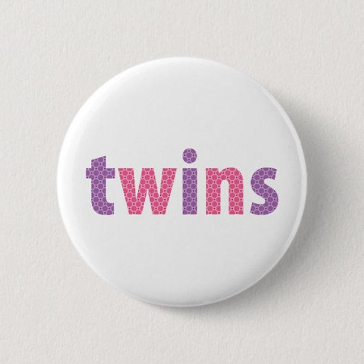 TWINS COLLECTIE - meisjes {violet + roze} Ronde Button 5,7 Cm (Voorkant)