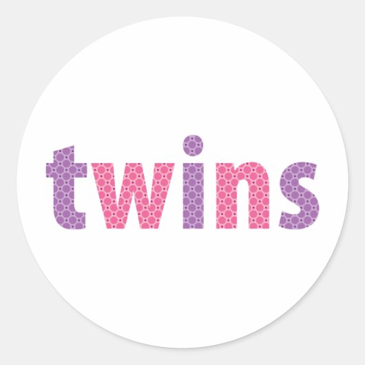 TWINS COLLECTIE - meisjes {violet + roze} Ronde Sticker (Voorkant)