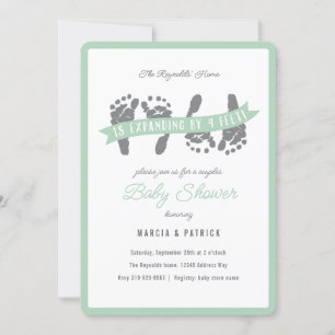 Twins Couples Douche Groen Grijs Baby shower Kaart