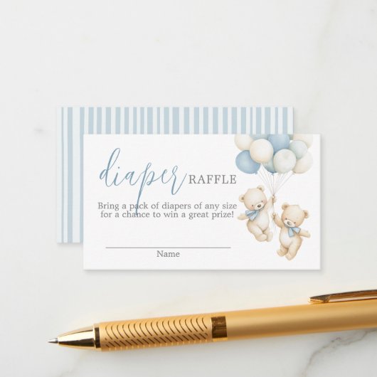 Twins Diaper Raffle Card Informatiekaartje (Voorkant / Achterkant in situ)