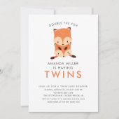 Twins Double the Fun Fox Baby Shower Uitnodigingen (Voorkant)