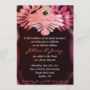 Twins Dove of Peace B'nai Bat Mitzvah Uitnodiging