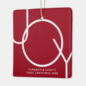 Twin's eerste aangepaste kerstfoto rood keramisch ornament (Links)