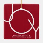 Twin's eerste aangepaste kerstfoto rood keramisch ornament (Achterkant)