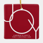 Twin's eerste aangepaste kerstfoto rood keramisch ornament (Voorkant)