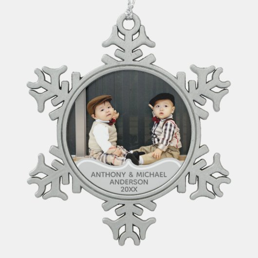 TWINS Eerste Kerst FOTO Ornament Baby's (Voorkant)