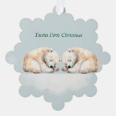 Twins Eerste Kerst Polar Beer Ornament Kaart (Voorkant)