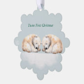 Twins Eerste Kerst Polar Beer Ornament Kaart (Links)