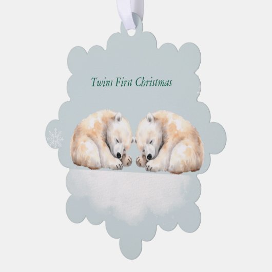 Twins Eerste Kerst Polar Beer Ornament Kaart (Links)