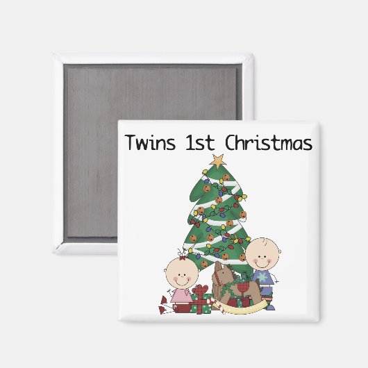 Twins Eerste Kerst Tshirts en Cadeaus Magneet (Voorkant / Achterkant)
