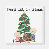 Twins Eerste Kerst Tshirts en Cadeaus Magneet (Voorkant)