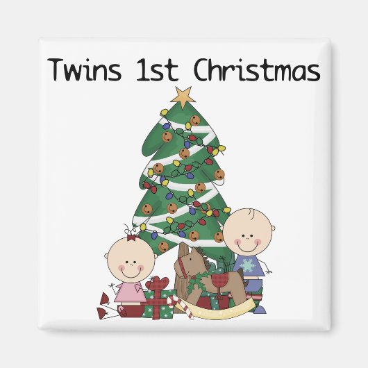 Twins Eerste Kerst Tshirts en Cadeaus Magneet (Voorkant)