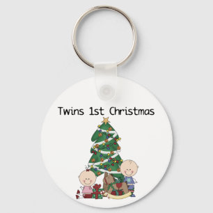 Twins Eerste Kerst Tshirts en Cadeaus Sleutelhanger