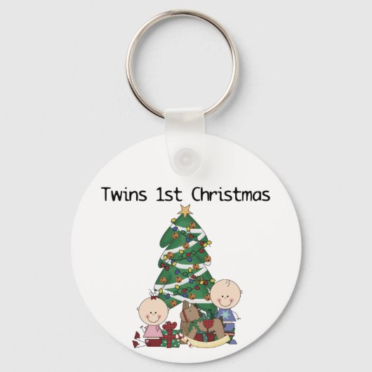 Twins Eerste Kerst Tshirts en Cadeaus Sleutelhanger (Voorkant)