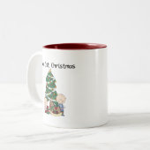 Twins Eerste Kerst Tshirts en Cadeaus Tweekleurige Koffiemok (Voorkant links)