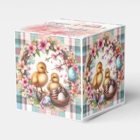 Twins eerste paasfeest - twee eendjes bedankdoosjes (Voorkant Zijde)