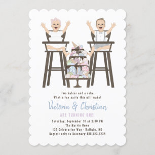 Twins Eerste Verjaardag Smash Cake Kaart