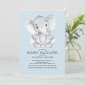 TWINS Elephant baby shower Invitation Kaart (Staand voorkant)
