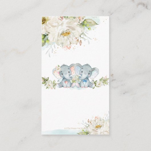 Twins Elephant Boy Girl Baby shower Books for Baby Informatiekaartje (Achterkant)