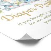 Twins Elephant Boy Girl Baby shower Diaper Raffle Poster (Hoek)