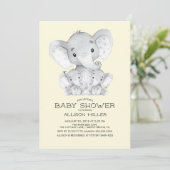 TWINS Elephant Neutraal Baby shower Kaart (Staand voorkant)