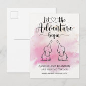 Twins Elephants Announcement Briefkaart (Voorkant / Achterkant)