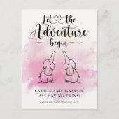 Twins Elephants Announcement Briefkaart (Voorkant)