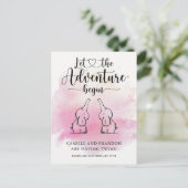 Twins Elephants Announcement Briefkaart (Staand voorkant)