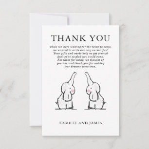 Twins Elephants Baby shower Invitation Bedankkaart