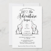 Twins Elephants Baby shower Invitation Kaart (Voorkant)