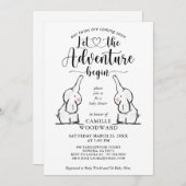 Twins Elephants Baby shower Invitation Kaart (Voorkant / Achterkant)