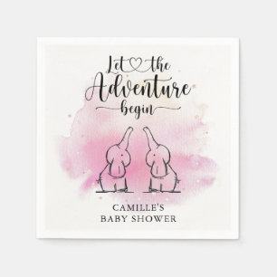 Twins Elephants Baby shower Napkins Servet